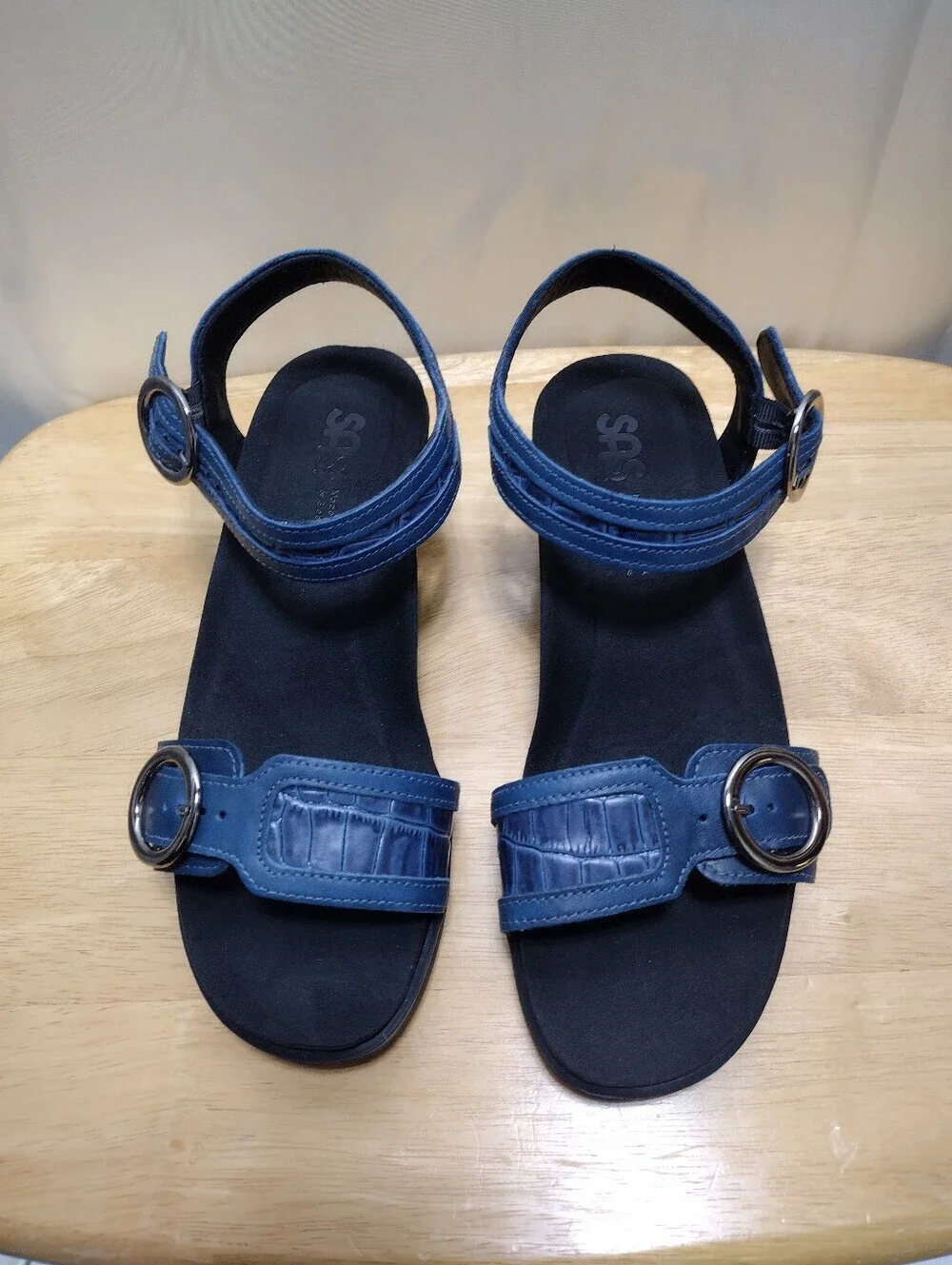 SAS Women's Capsain Blue Seight Wedge Strapped Sandals Size 8.5W